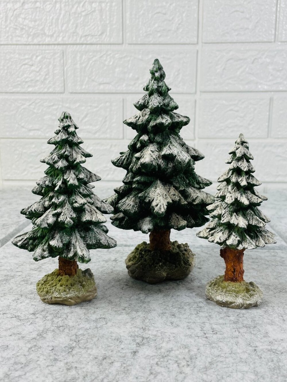 Department 56 Snow Covered Pine Trees Set of 3 Christmas Village Accessories